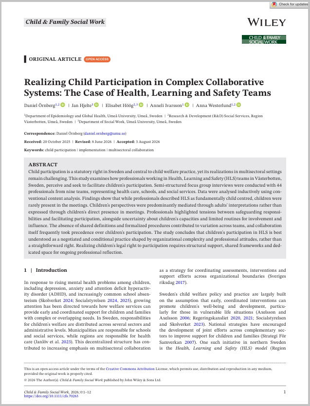 Realizing Child Participation in Complex Collaborative Systems The Case of Health, Learning and Safety Teams